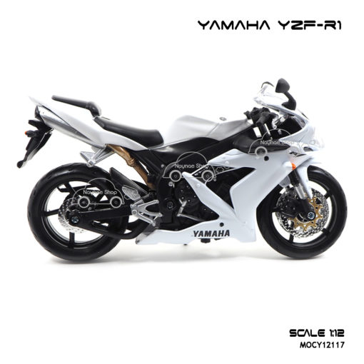 โมเดลบิ๊กไบค์ YAMAHA YZF-R1 สีขาว รูปข้างขวา