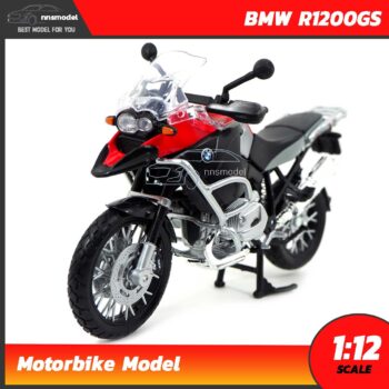 โมเดลมอเตอร์ไซด์ BMW R1200GS สีแดงดำ (Scale 1:12)