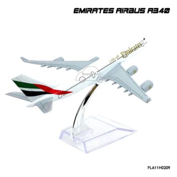 โมเดลเครื่องบิน EMIRATES AIRBUS A340 (16 cm) พร้อมฐานวางตั้งโชว์