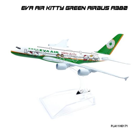 โมเดลเครื่องบิน EVA AIR Kitty Green AIRBUS A380 เครื่องบินจำลองเหมือนจริง