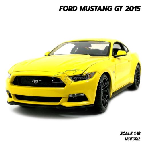 โมเดลฟอร์ด FORD MUSTANG GT 2015 มัสแตง สีเหลือง (Scale 1:18) โมเดลรถของสะสม