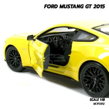 โมเดลฟอร์ด FORD MUSTANG GT 2015 มัสแตง สีเหลือง (Scale 1:18) โมเดลรถของสะสม ภายในรถเหมือนจริง
