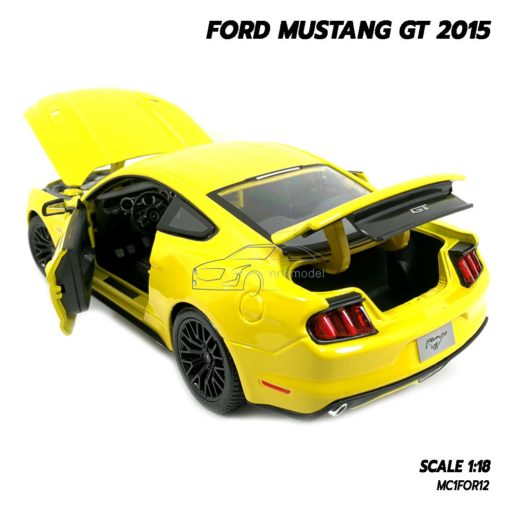 โมเดลฟอร์ด FORD MUSTANG GT 2015 มัสแตง สีเหลือง (Scale 1:18) โมเดลรถของสะสม เปิดฝากระโปรงท้ายได้