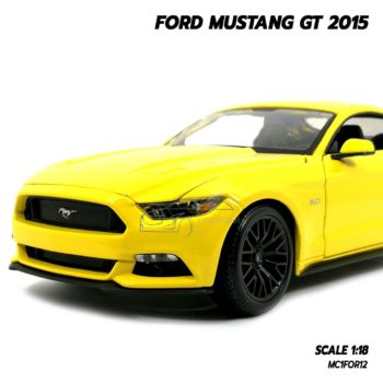 โมเดลฟอร์ด FORD MUSTANG GT 2015 มัสแตง สีเหลือง (Scale 1:18) โมเดลรถของสะสม ประกอบสำเร็จ พร้อมฐานตั้งโชว์