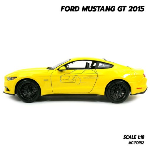 โมเดลฟอร์ด FORD MUSTANG GT 2015 มัสแตง สีเหลือง (Scale 1:18) โมเดลรถของสะสม ประกอบสำเร็จ โมเดลรุ่นขายดี