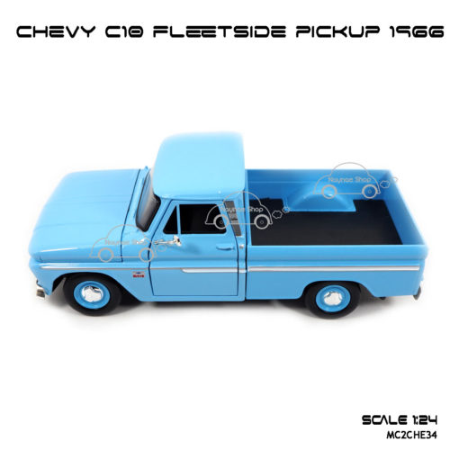 โมเดล รถกระบะ CHEVY C10 FLEETSIDE PICKUP 1966 สีฟ้าอ่อน (1:24) โมเดลผลิตโดย Motormax
