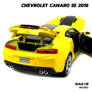 โมเดลรถ CHEVROLET CAMARO SS 2016 สีเหลือง (Scale 1:18) โมเดลรถเหล็ก เปิดฝากระโปรงท้ายรถได้
