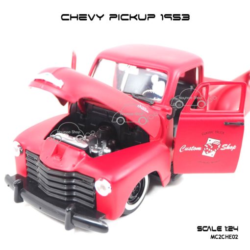 โมเดลรถ CHEVY PICKUP 1953 สีแดง (Scale 1:24) ห้องเครื่อง