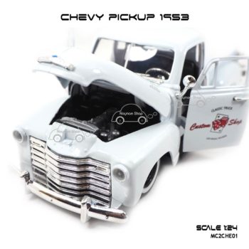 โมเดลรถ CHEVY PICKUP 1953 สีขาว (Scale 1:24) เปิดห้องเครื่องได้