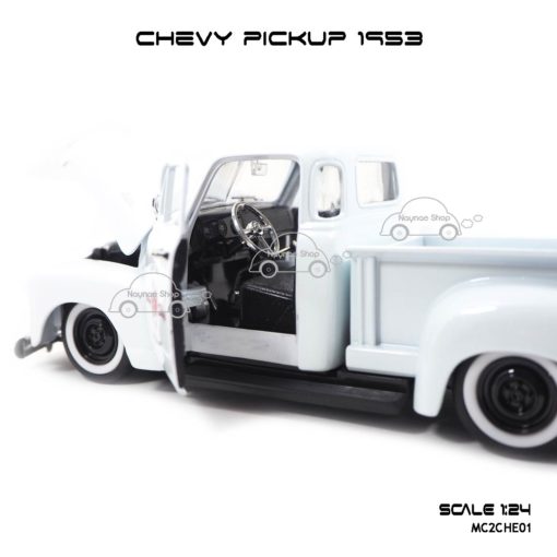 โมเดลรถ CHEVY PICKUP 1953 สีขาว (Scale 1:24) ภายในรถเหมือนจริง