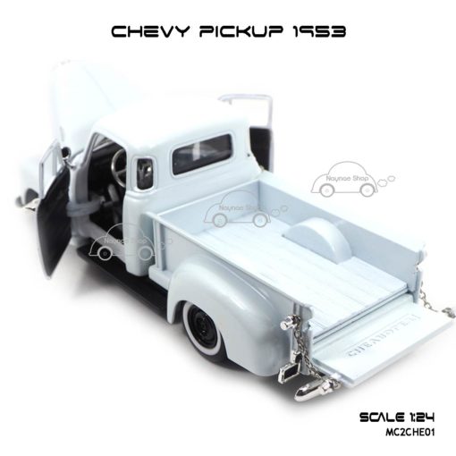 โมเดลรถ CHEVY PICKUP 1953 สีขาว (Scale 1:24) เปิดท้ายรถได้