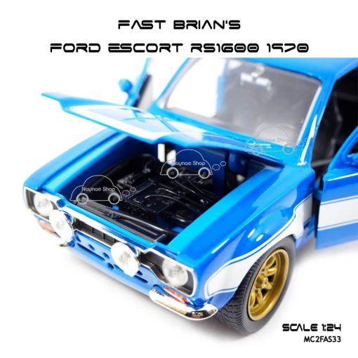 โมเดลรถ FAST BRIAN'S FORD ESCORT RS1600 1970 สีฟ้า (Scale 1:24) เครื่องยนต์