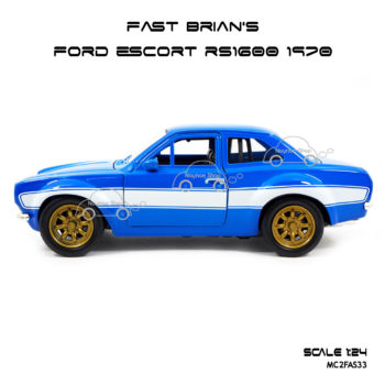 โมเดลรถ FAST BRIAN'S FORD ESCORT RS1600 1970 สีฟ้า (Scale 1:24) โมเดลรถเหล็ก