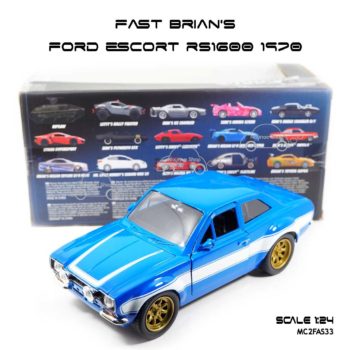 โมเดลรถ FAST BRIAN'S FORD ESCORT RS1600 1970 สีฟ้า (Scale 1:24) Jada Toy
