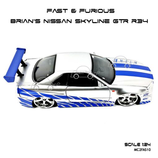 โมเดลรถ Fast Furious Brian NISSAN GTR R34 (Scale 1:24) โมเดลประกอบสำเร็จ