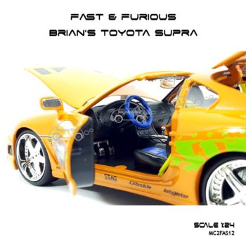 โมเดลรถ Fast Furious Brian TOYOTA SUPRA 1995 สีส้ม ภายในรถสวยๆ