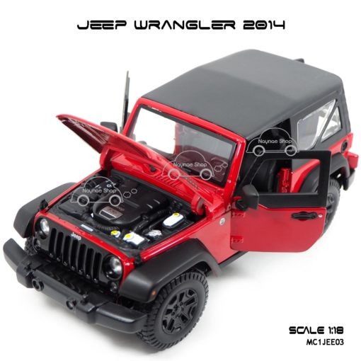 โมเดลรถ JEEP WRANGLER 2014 สีแดงดำ (Scale 1:18) เปิดได้ครบ