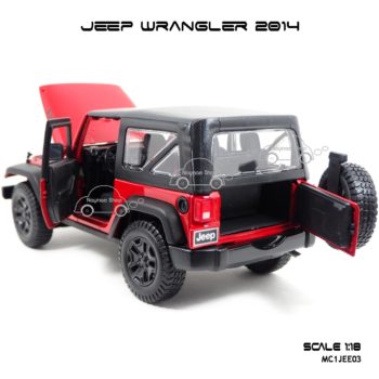 โมเดลรถ JEEP WRANGLER 2014 สีแดงดำ (Scale 1:18) เปิดประตูท้ายรถได้