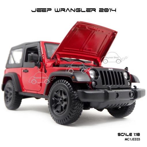 โมเดลรถ JEEP WRANGLER 2014 สีแดงดำ (Scale 1:18) เปิดฝากระโปรงหน้าได้