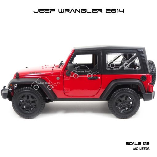 โมเดลรถ JEEP WRANGLER 2014 สีแดงดำ (Scale 1:18) โมเดลเหมือนรถจริง