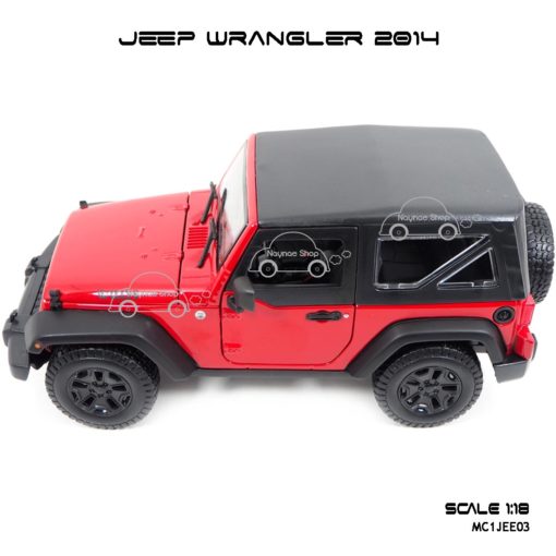 โมเดลรถ JEEP WRANGLER 2014 สีแดงดำ (Scale 1:18) โมเดลจำลองเหมือนจริง