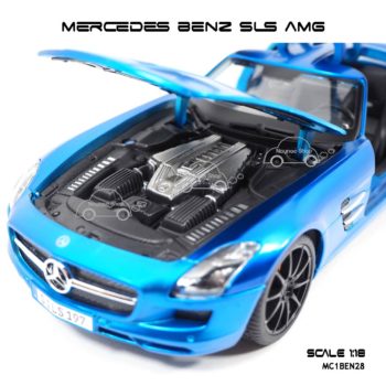 โมเดลรถ MERCEDES BENZ SLS AMG สีน้ำเงิน (1:18) ห้องเครื่องเหมือนจริง