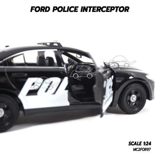 โมเดลรถตำรวจ FORD POLICE INTERCEPTOR สีดำ (1:24) ภายในรถจำลองเหมือนจริง