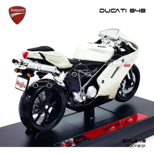 โมเดลบิ๊กไบค์ DUCATI 848 สีขาว (1:18) พร้อมฐาน