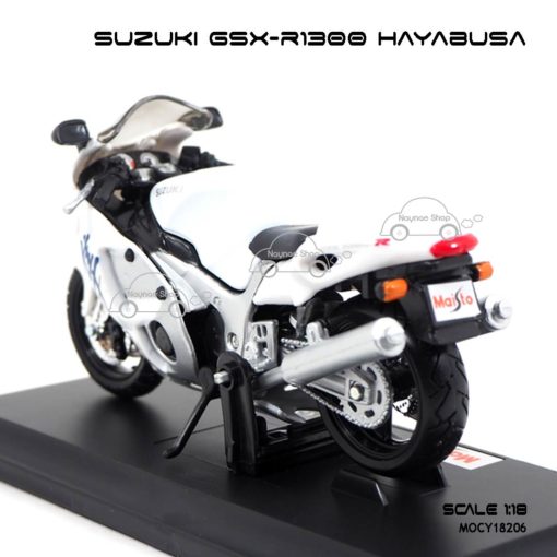 โมเดลบิ๊กไบค์ SUZUKI GSX-R1300 HAYABUSA (1:18) สีขาว พร้อมฐานวาง