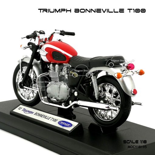 โมเดลมอเตอร์ไซด์ TRIUMPH BONNEVILLE T100 สีแดงบรอนด์ (1:18) โมเดลสำเร็จ