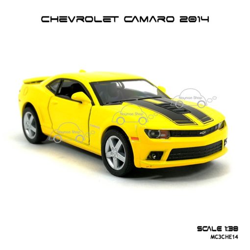 โมเดลรถ CHEVROLET CAMARO 2014 สีเหลือง (1:38) มีลาน ดึงปล่อย รถวิ่งได้