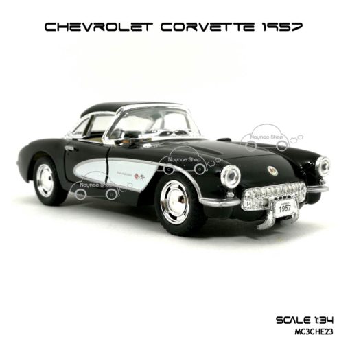 โมเดลรถ CHEVROLET CORVETTE 1957 สีดำ (1:34) รถเหล็ก ประกอบสำเร็จ