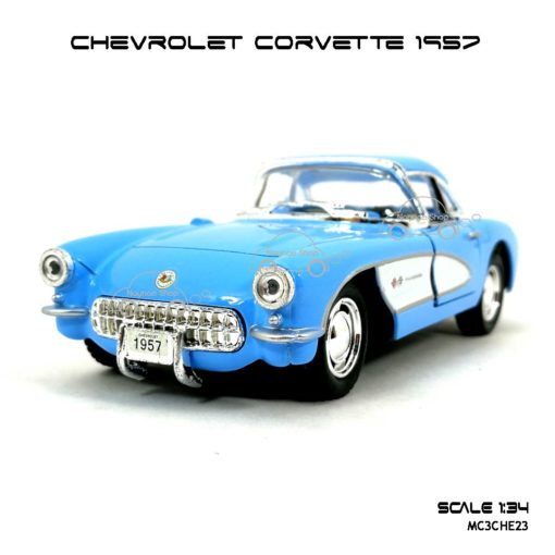 โมเดลรถ CHEVROLET CORVETTE 1957 สีฟ้า (1:34) รถโมเดลเหมือนจริง