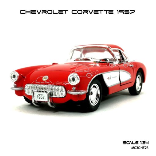 โมเดลรถ CHEVROLET CORVETTE 1957 สีแดง (1:34) รถเหล็ก เหมือนจริง