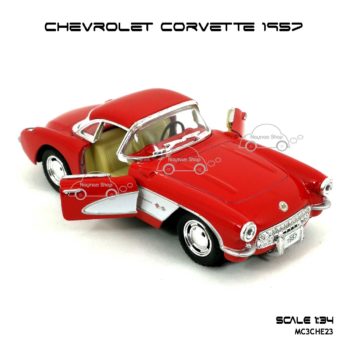 โมเดลรถ CHEVROLET CORVETTE 1957 สีแดง (1:34) รถเหล็ก เปิดประตูได้