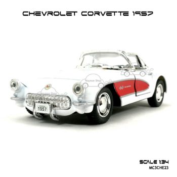 โมเดลรถ CHEVROLET CORVETTE 1957 สีขาว (1:34) รถเหล็ก ประกอบสำเร็จ