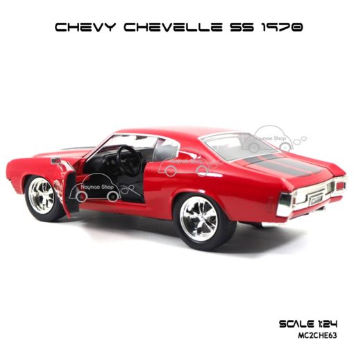 โมเดลรถ CHEVY CHEVELLE SS 1970 สีแดง (1:24) ภายในรถจำลองเหมือนจริง