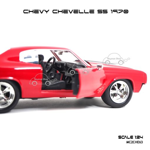 โมเดลรถ CHEVY CHEVELLE SS 1970 สีแดง (1:24) โมเดลสวยเหมือนจริง