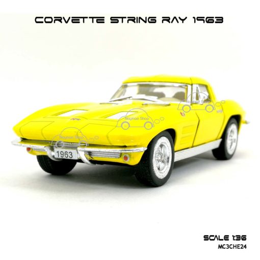 โมเดลรถ CORVETTE STRING RAY 1963 สีเหลือง (1:36) โมเดลประกอบสำเร็จ