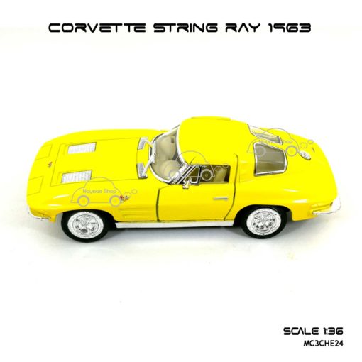 โมเดลรถ CORVETTE STRING RAY 1963 สีเหลือง (1:36) รถเหล็กสวยๆ