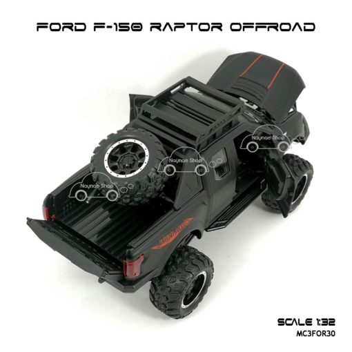 โมเดลรถ FORD F-150 RAPTOR OFFROAD สีดำด้าน (1:32) เปิดได้ครบ มีเสียงมีไฟ