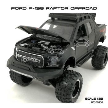โมเดลรถ FORD F-150 RAPTOR OFFROAD สีดำด้าน (1:32) เครื่องยนต์เหมือนจริง