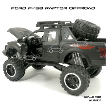 โมเดลรถ FORD F-150 RAPTOR OFFROAD สีดำด้าน (1:32) ภายในรถเหมือนจริง