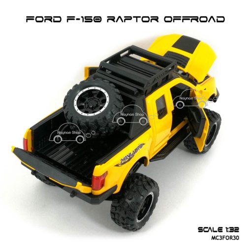 โมเดลรถ FORD F-150 RAPTOR OFFROAD สีเหลือง (1:32) รถเหล็กเหมือนจริง