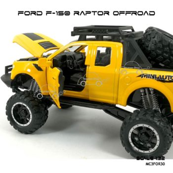 โมเดลรถ FORD F-150 RAPTOR OFFROAD สีเหลือง (1:32) ภายในรถเหมือนจริง