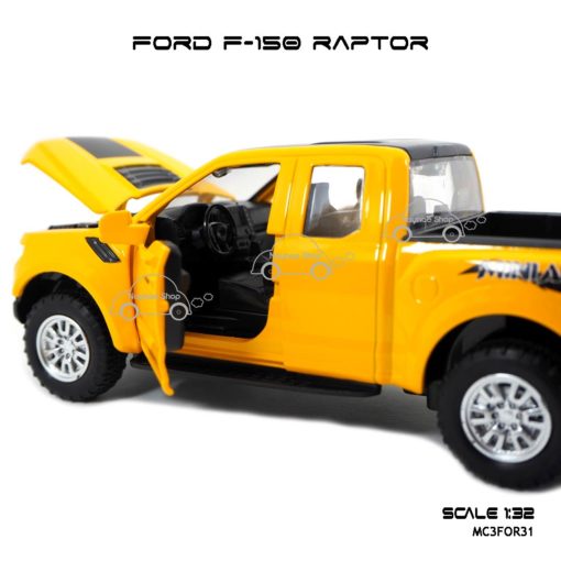โมเดลรถ FORD F-150 RAPTOR สีเหลือง (1:32) ภายในรถจำลองเหมือนจริง