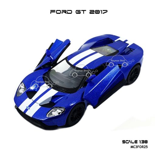 โมเดลรถ FORD GT 2017 คาดลาย สีน้ำเงิน (1:38) ประตูปีกนก