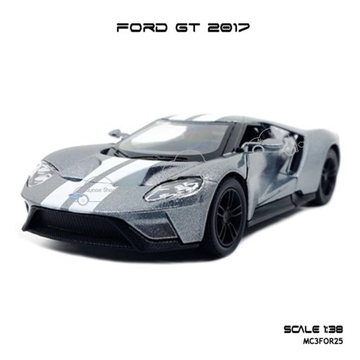 โมเดลรถ FORD GT 2017 คาดลาย สีเทา (1:38)