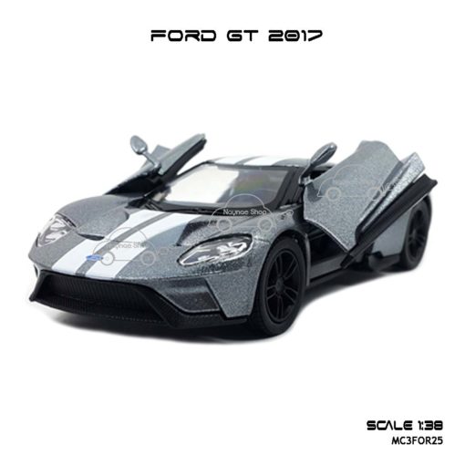 โมเดลรถ FORD GT 2017 คาดลาย สีเทา (1:38) เปิดประตูปีกนกซ้ายขวาได้