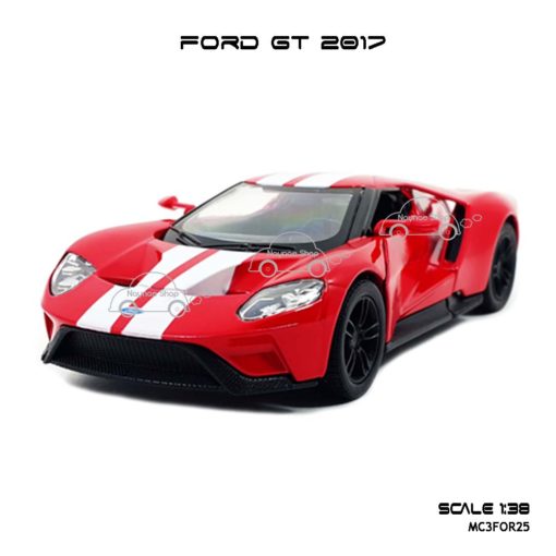 โมเดลรถ FORD GT 2017 คาดลาย สีแดง (1:38) เปิดประตูปีกนกซ้ายขวาได้